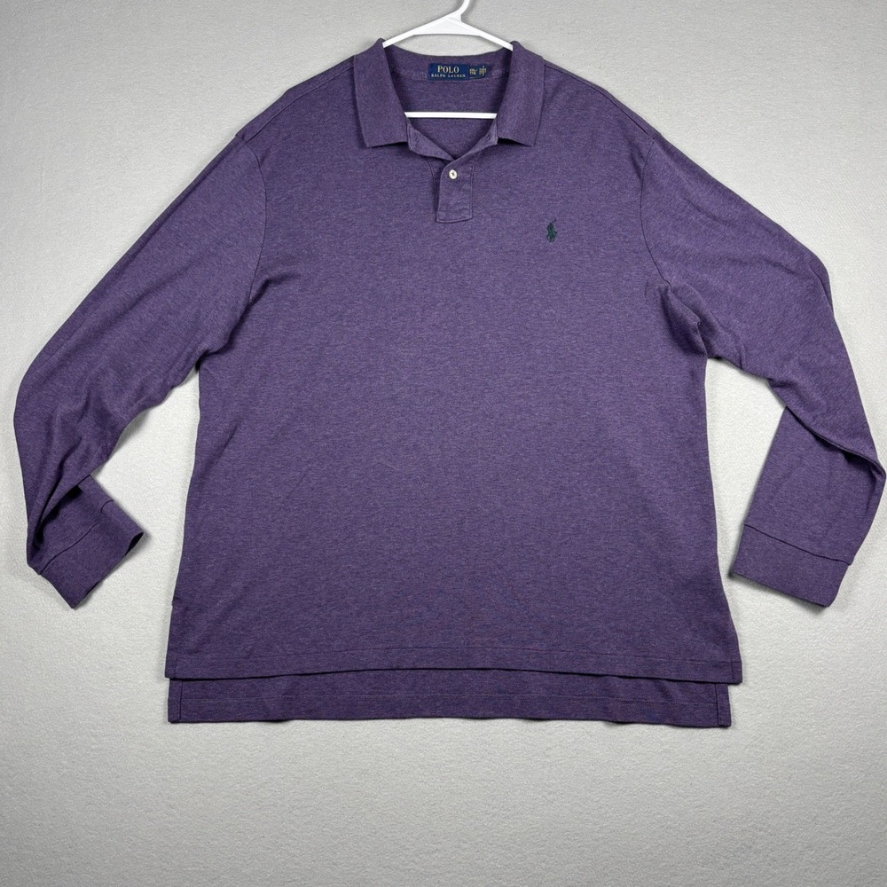 Polo Ralph Lauren Classic Fit Long Sleeve Polo Shirt XXL Purple Heather